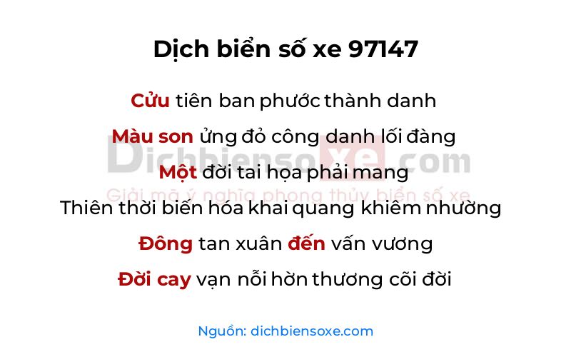 Dịch thơ biển số 97147