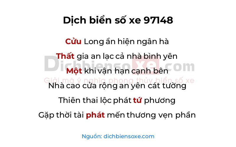 Dịch thơ biển số 97148