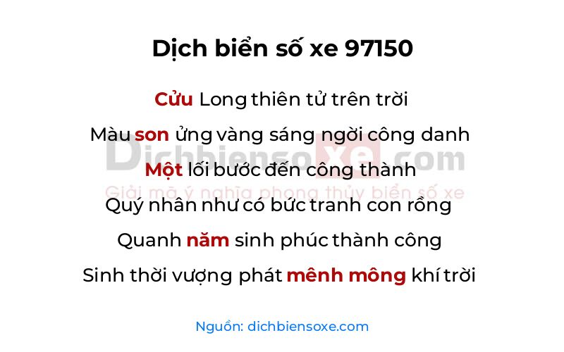 Dịch thơ biển số 97150
