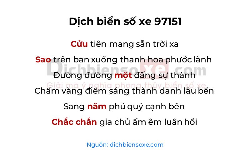 Dịch thơ biển số 97151