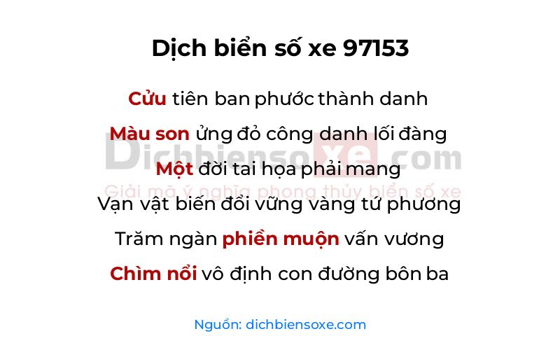 Dịch thơ biển số 97153