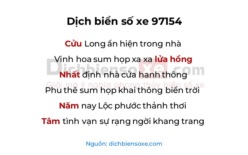 Dịch thơ biển số 97154
