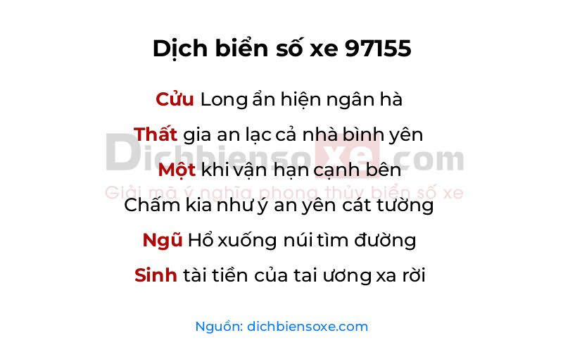 Dịch thơ biển số 97155