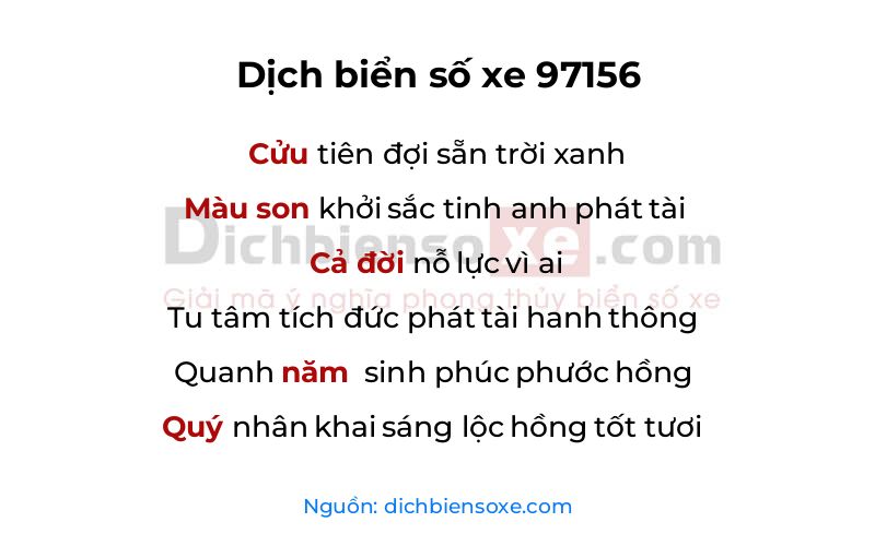 Dịch thơ biển số 97156