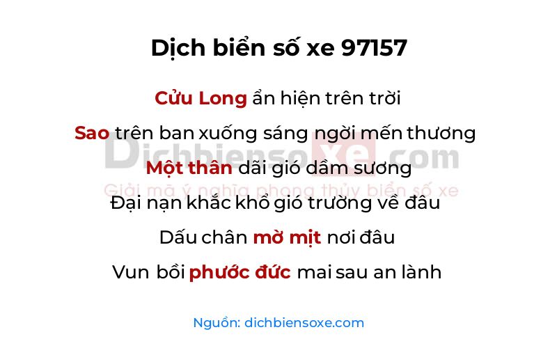 Dịch thơ biển số 97157