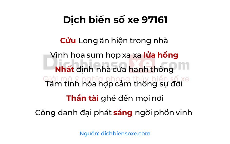Dịch thơ biển số 97161