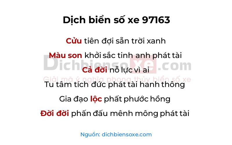 Dịch thơ biển số 97163