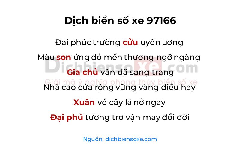 Dịch thơ biển số 97166