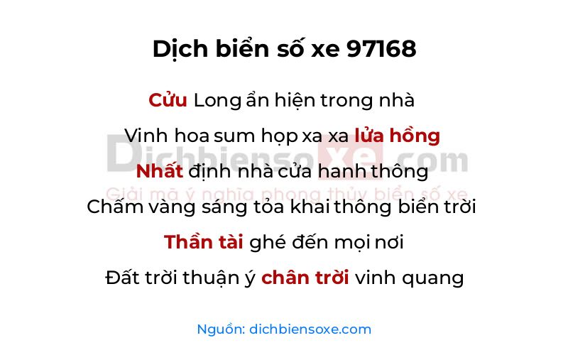 Dịch thơ biển số 97168