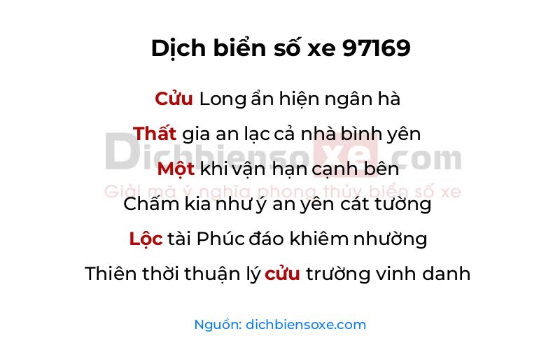 Dịch thơ biển số 97169
