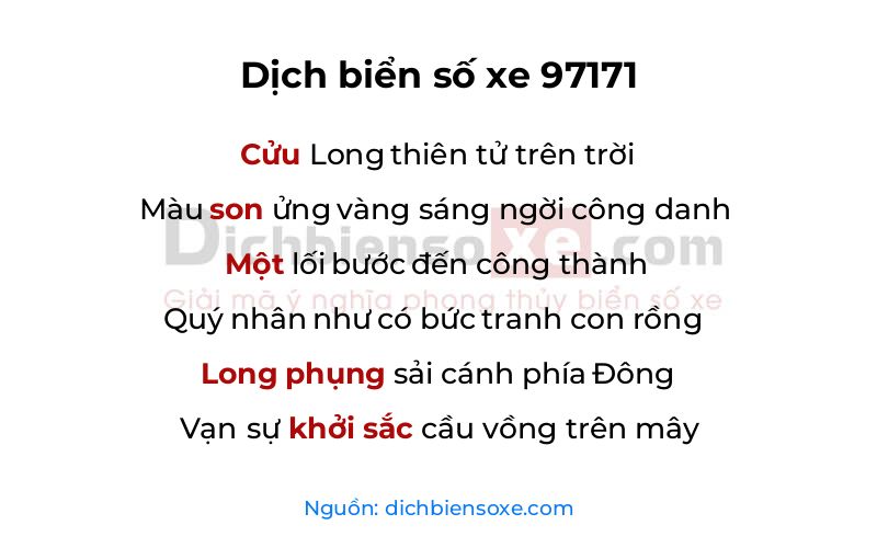 Dịch thơ biển số 97171