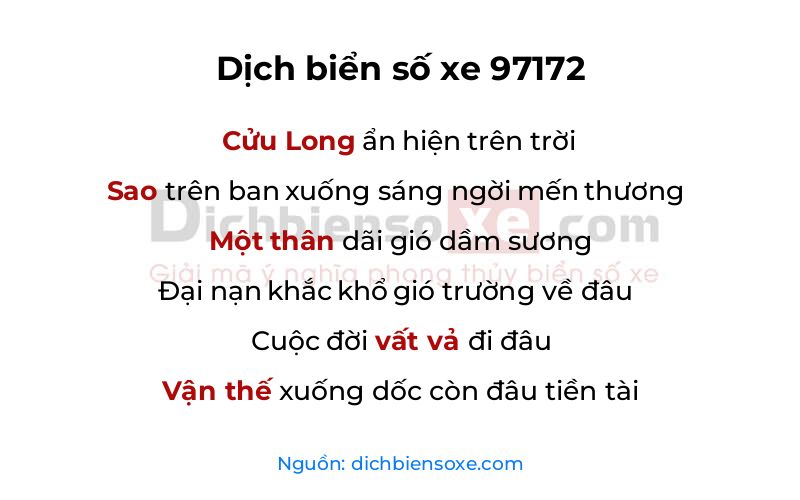 Dịch thơ biển số 97172