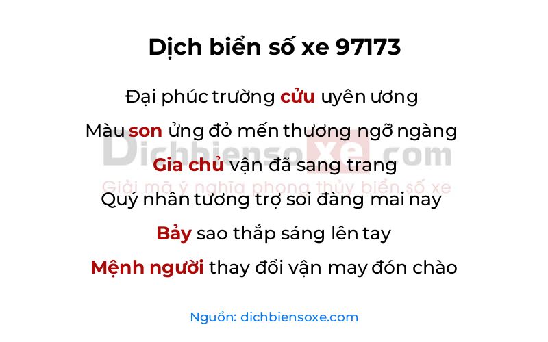 Dịch thơ biển số 97173