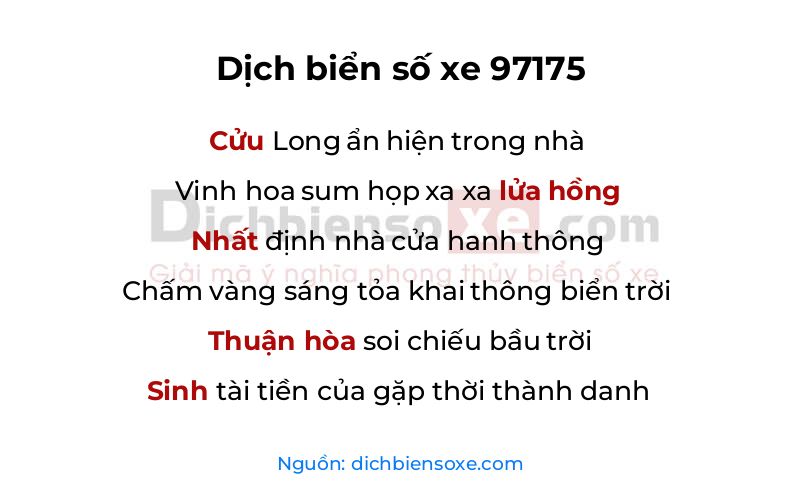 Dịch thơ biển số 97175