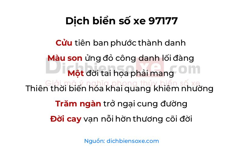 Dịch thơ biển số 97177