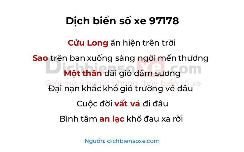 Dịch thơ biển số 97178