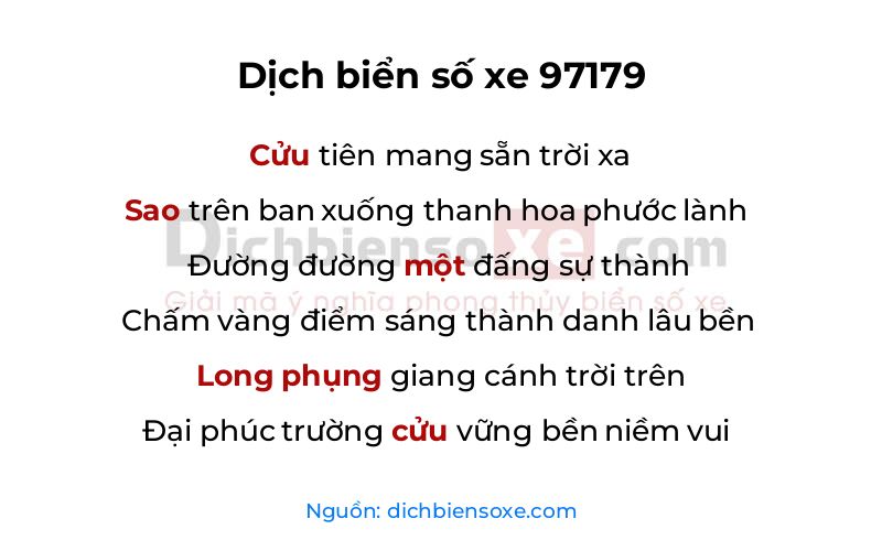 Dịch thơ biển số 97179