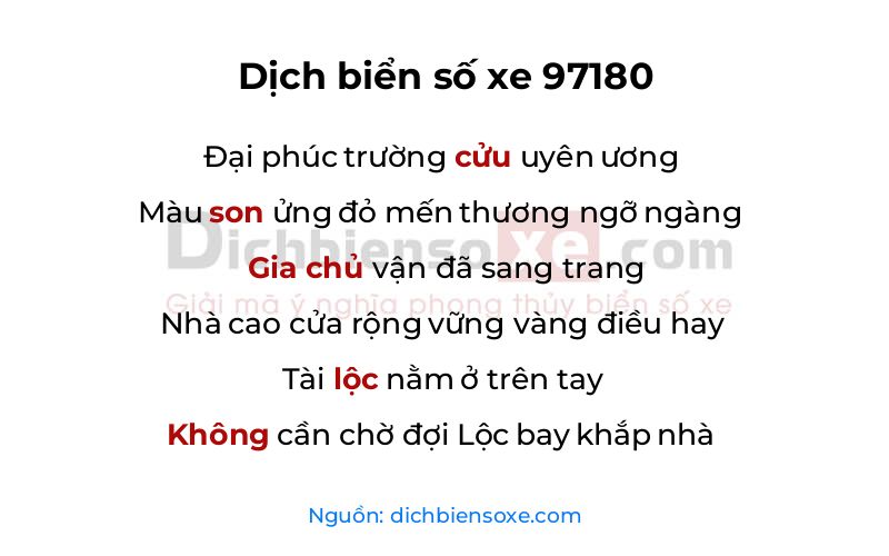 Dịch thơ biển số 97180