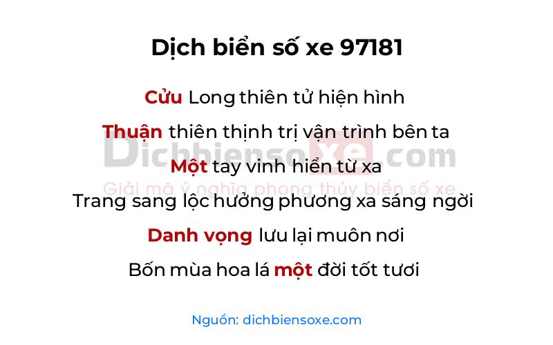 Dịch thơ biển số 97181