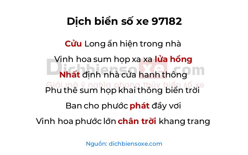 Dịch thơ biển số 97182