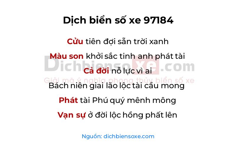 Dịch thơ biển số 97184