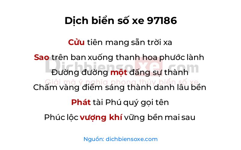 Dịch thơ biển số 97186