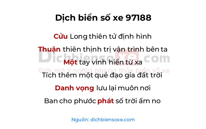 Dịch thơ biển số 97188