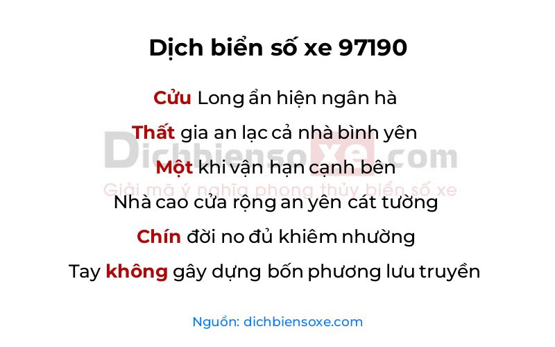 Dịch thơ biển số 97190