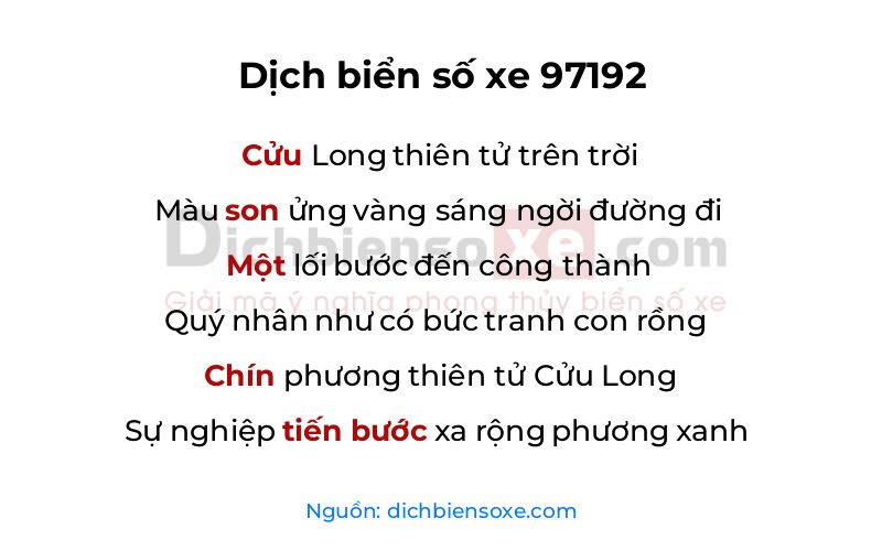 Dịch thơ biển số 97192