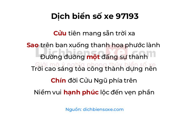 Dịch thơ biển số 97193