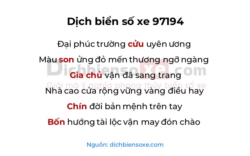 Dịch thơ biển số 97194