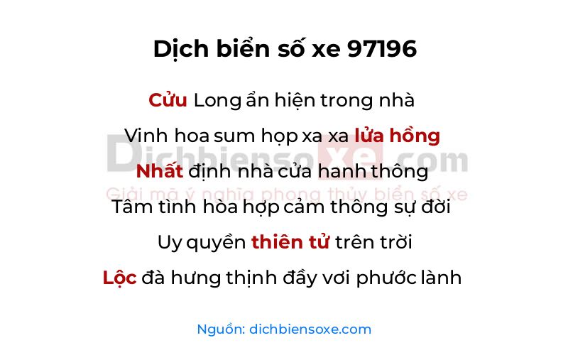 Dịch thơ biển số 97196