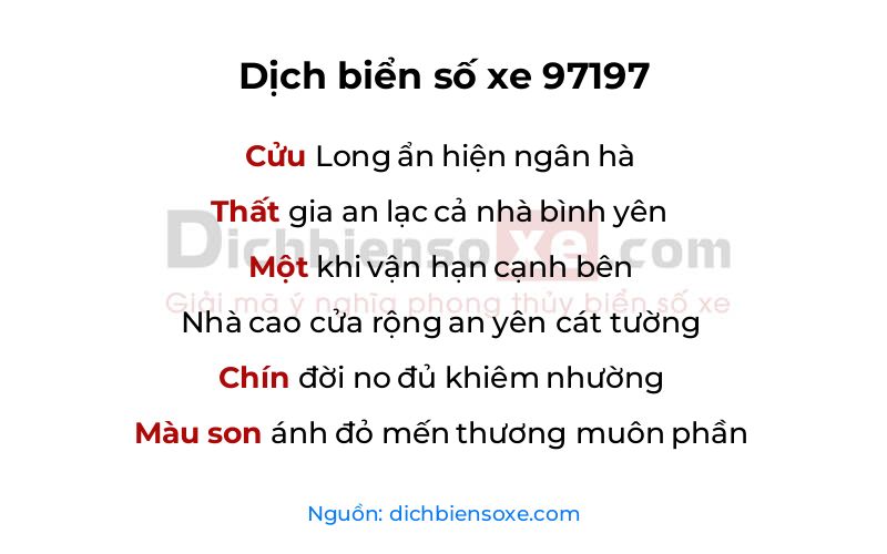Dịch thơ biển số 97197