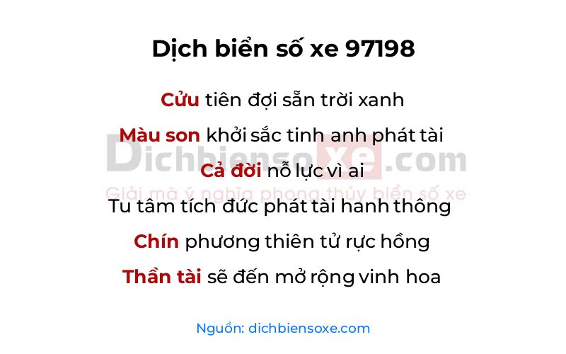 Dịch thơ biển số 97198