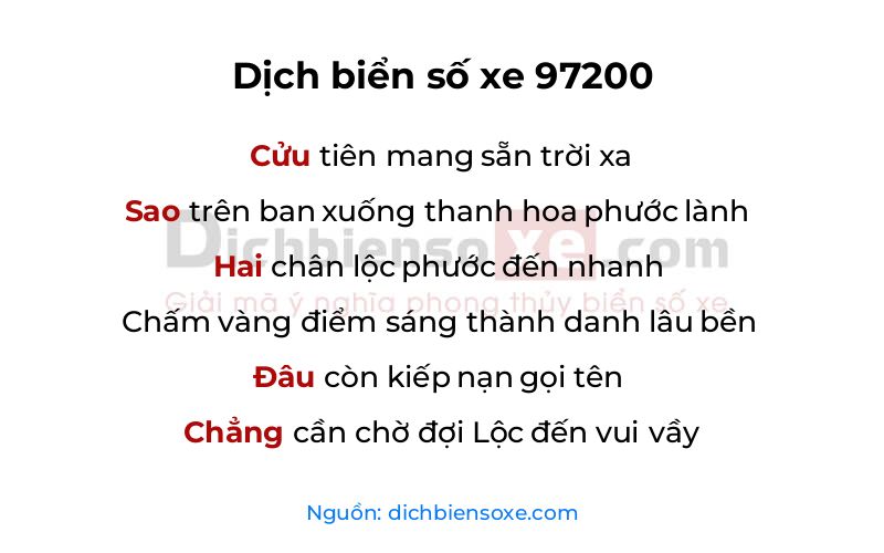 Dịch thơ biển số 97200