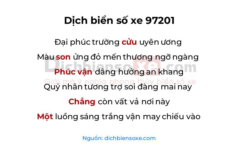 Dịch thơ biển số 97201