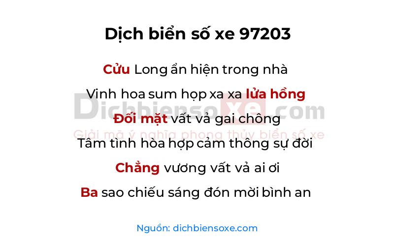 Dịch thơ biển số 97203