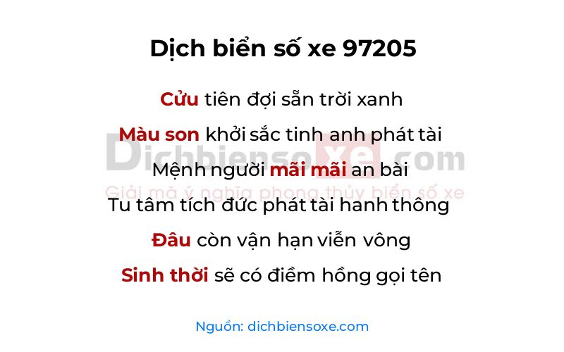 Dịch thơ biển số 97205