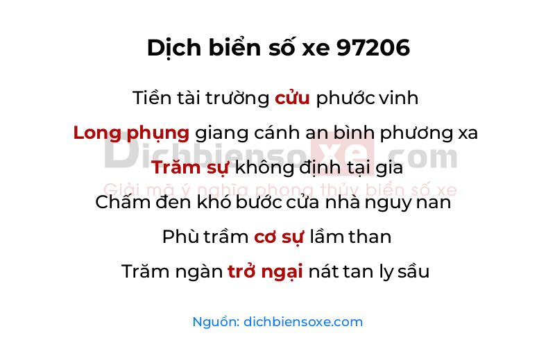 Dịch thơ biển số 97206
