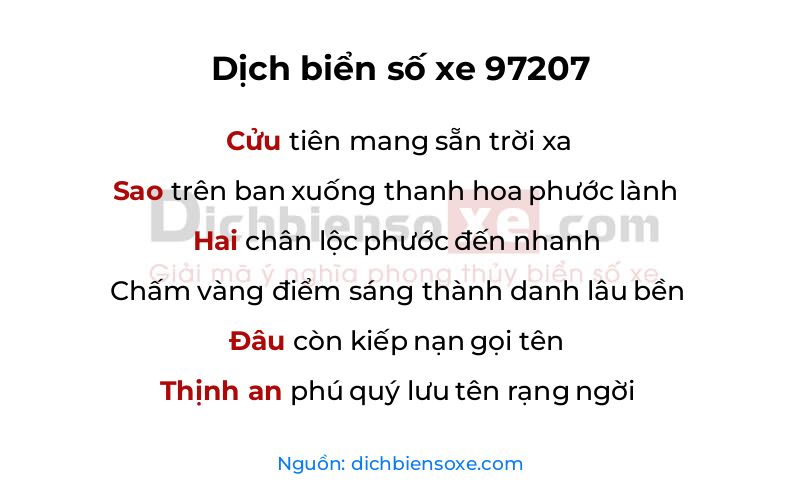 Dịch thơ biển số 97207