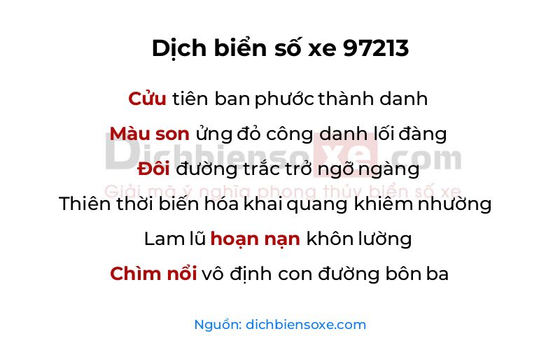 Dịch thơ biển số 97213