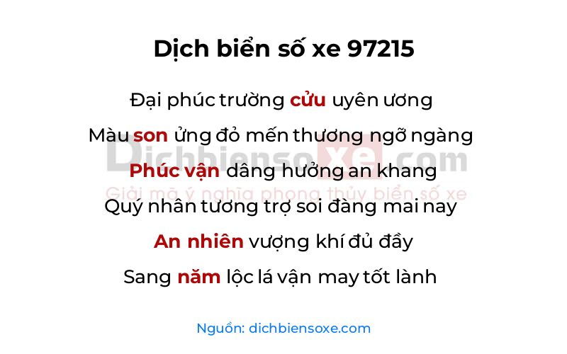 Dịch thơ biển số 97215