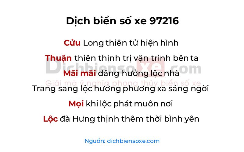 Dịch thơ biển số 97216