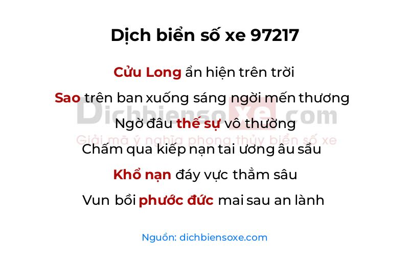 Dịch thơ biển số 97217