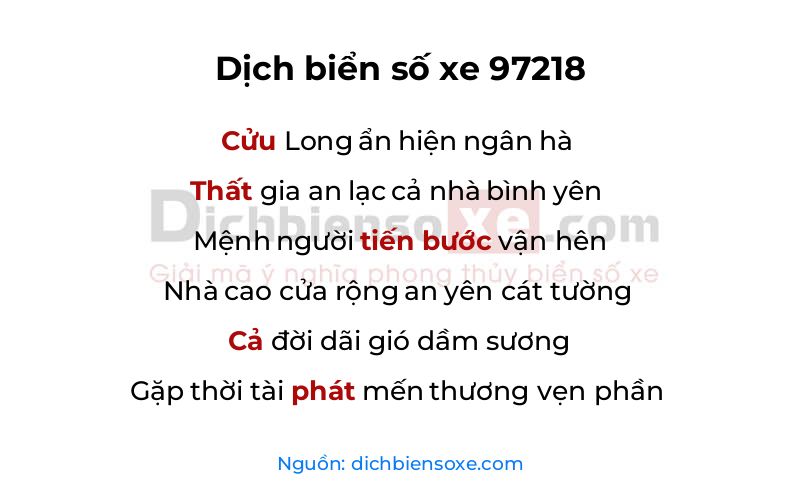 Dịch thơ biển số 97218