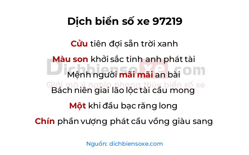 Dịch thơ biển số 97219