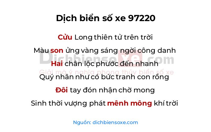 Dịch thơ biển số 97220