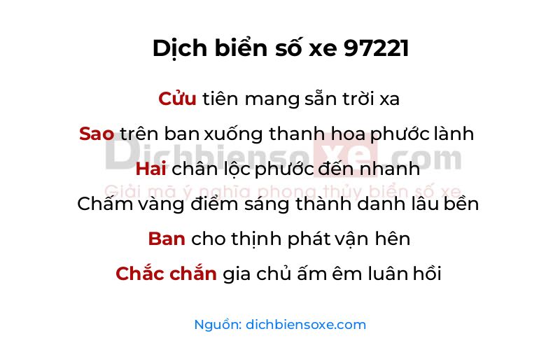 Dịch thơ biển số 97221