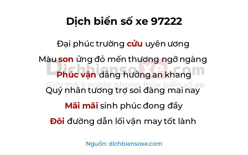 Dịch thơ biển số 97222