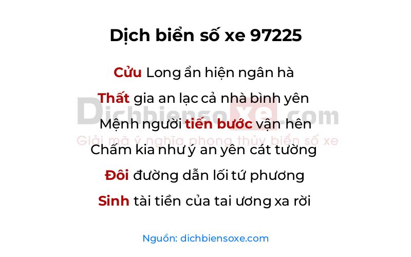 Dịch thơ biển số 97225